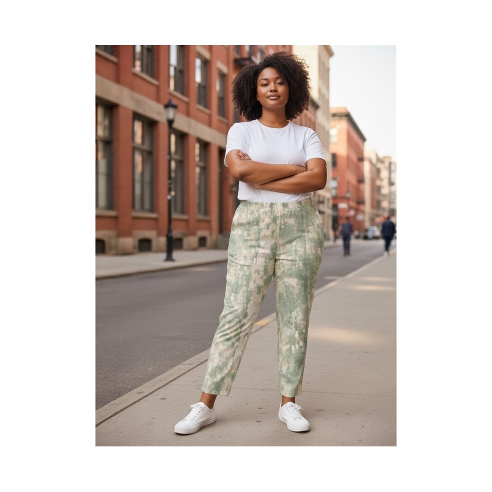 Isaac Mizrahi Green and white Tie-Dye Trousers